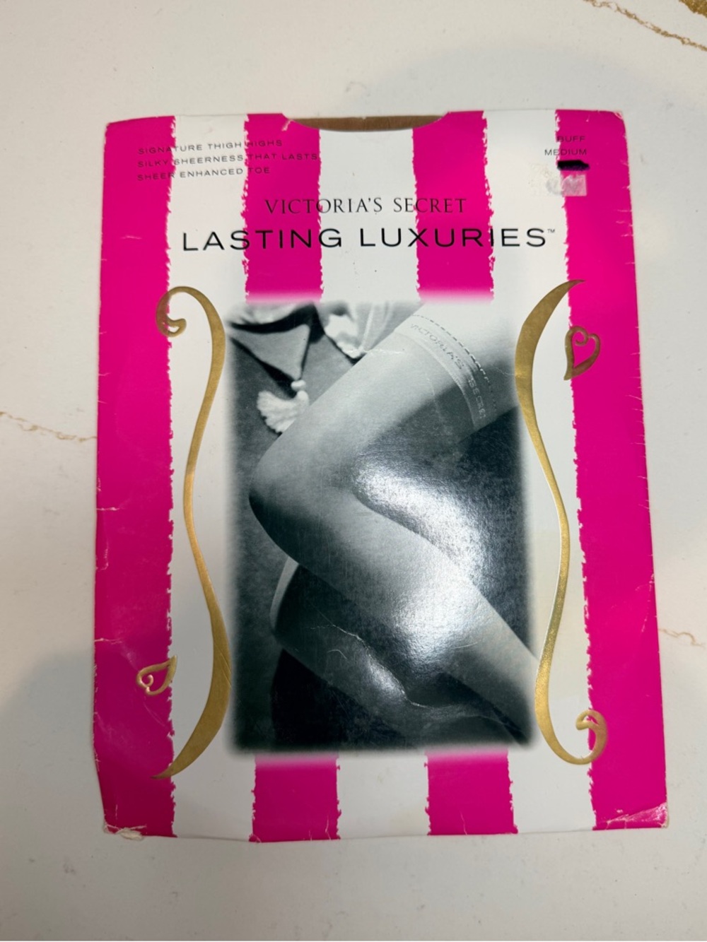 Victoria's Secret Lasting Luxuries Lace Top Thigh Highs Cream Medium - New